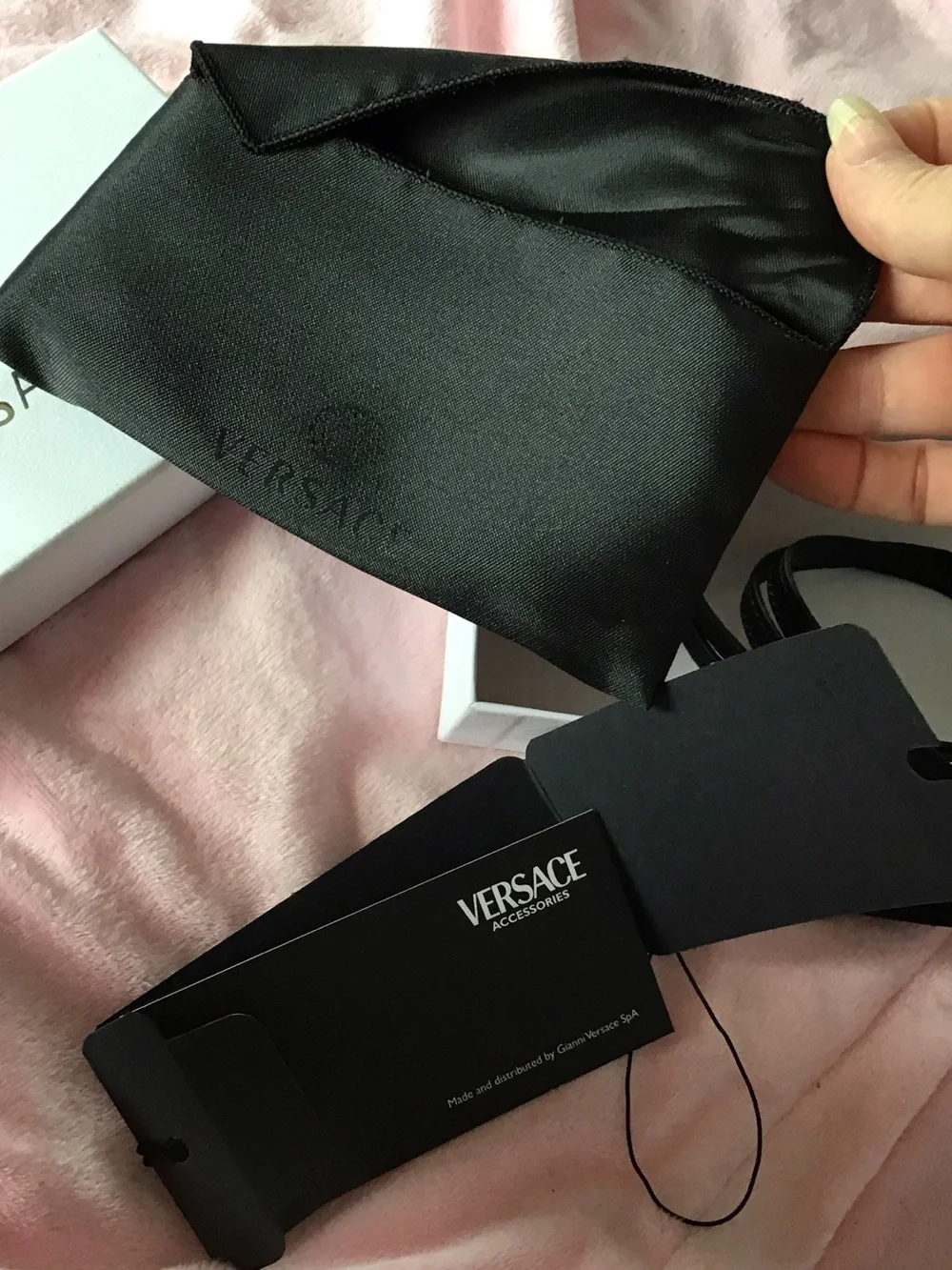 New Versace Black Leather Strap For Mobile Phone 💯 Authentic